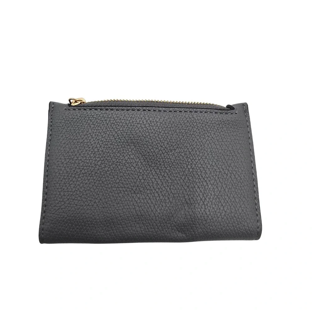 A New Day Womens Gray Textured Faux Leather Zip‎ Around Wallet Card Holder